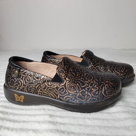 Alegria PG Lite Floral Clogs EU36 US 7 Slip Resistant Leather Nurse Work Teacher - Picture 1 of 11